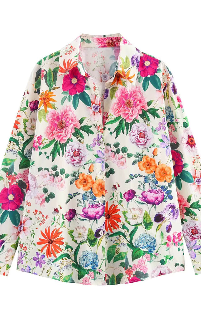 Flower Print Shirt Casual Jacket for Women Summer Outerwear Cardigan Shirt Sun Protection Top for Women