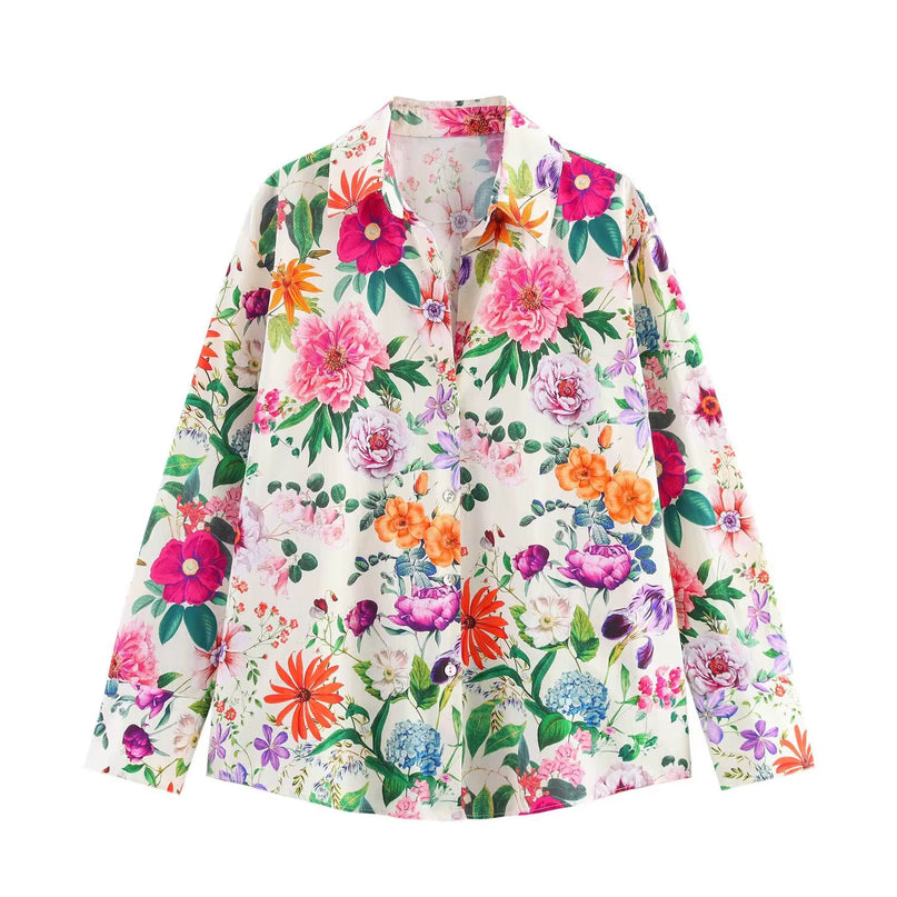 Flower Print Shirt Casual Jacket for Women Summer Outerwear Cardigan Shirt Sun Protection Top for Women
