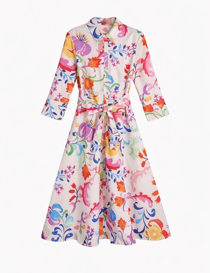 EVORA® Printed quilted twill long dress