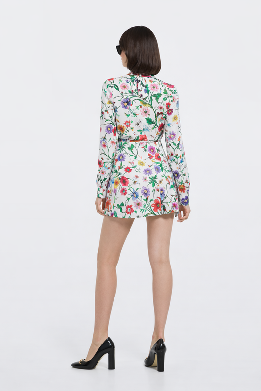 EVORA® Printed silk twill dress