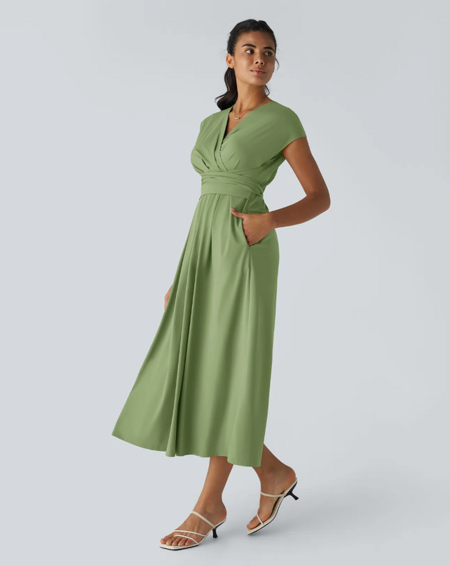 EVORA® Alina Pleated Batwing Dress