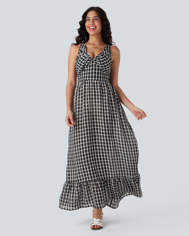 EVORA® Atelier Plaid Sling Dress