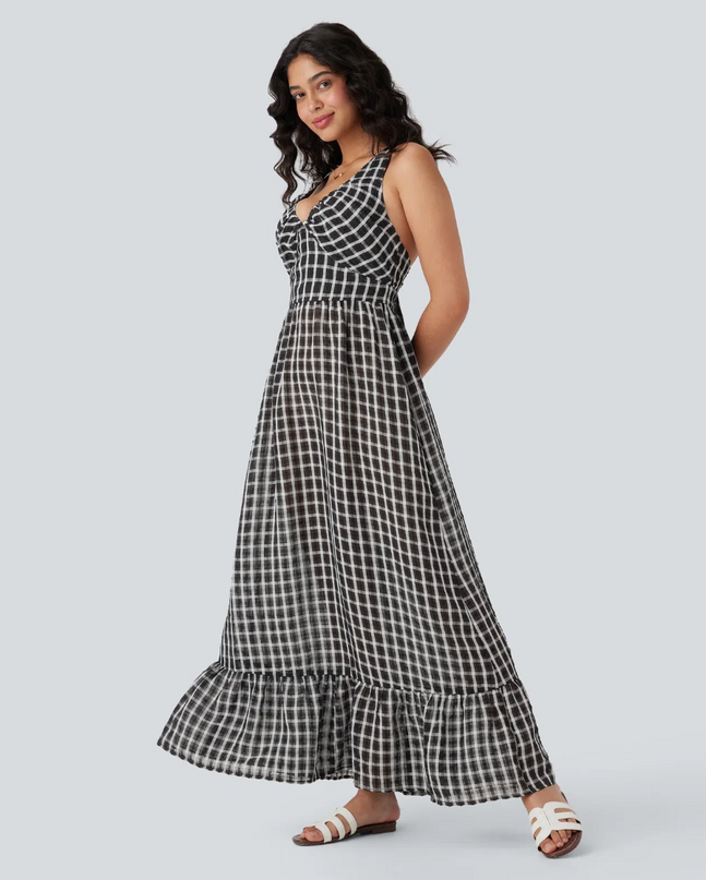 EVORA® Atelier Plaid Sling Dress