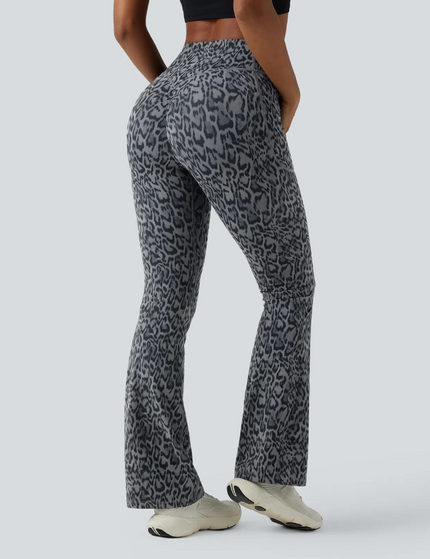 EVORA® Extended Wide Leg Leopard Yoga Pants