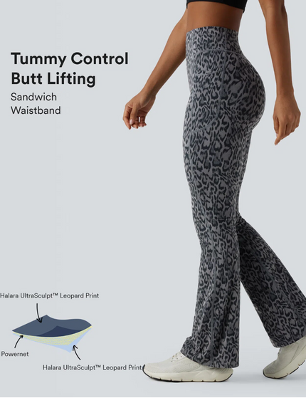 EVORA® Extended Wide Leg Leopard Yoga Pants