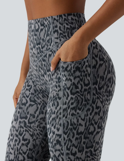 EVORA® Extended Wide Leg Leopard Yoga Pants