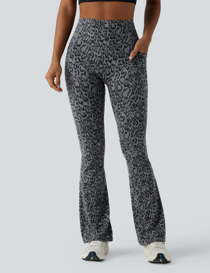 EVORA® Extended Wide Leg Leopard Yoga Pants