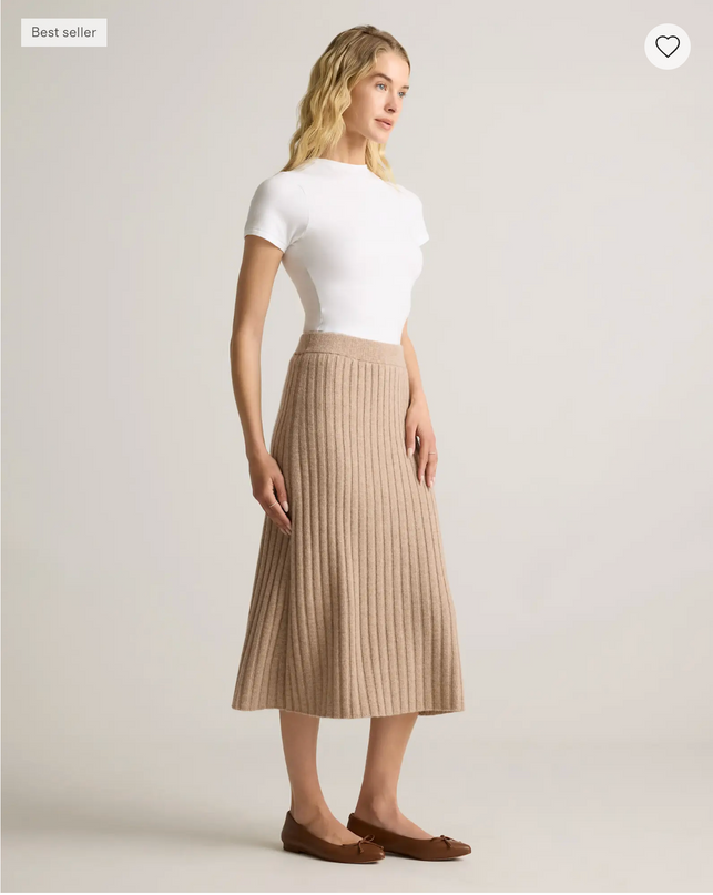 EVORA® Mongolian Cashmere Fitted Midi Skirt