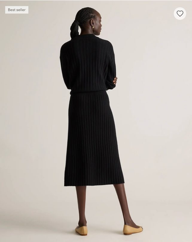 EVORA® Mongolian Cashmere Fitted Midi Skirt