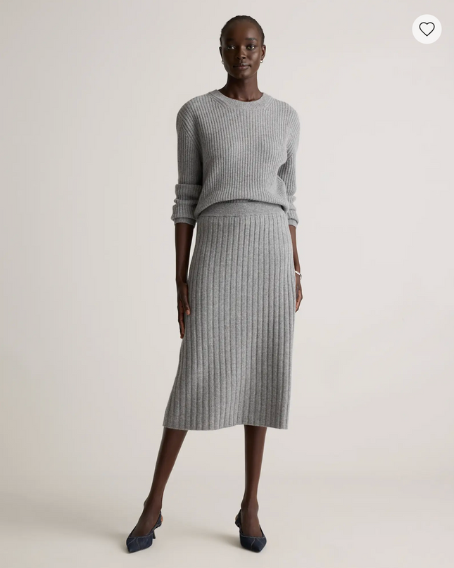 EVORA® Mongolian Cashmere Fitted Midi Skirt