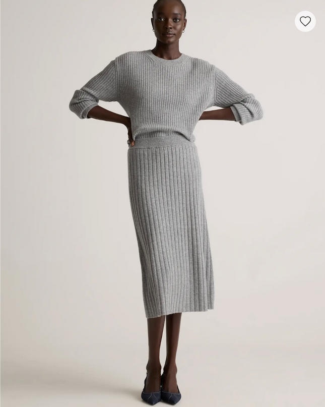 EVORA® Mongolian Cashmere Fitted Midi Skirt