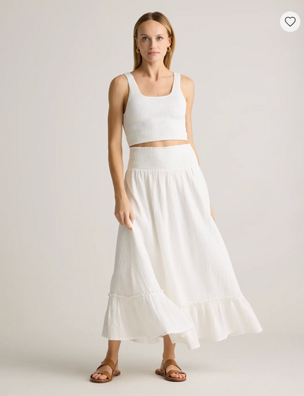 EVORA® Cotton Gauze Smocked Maxi Skirt
