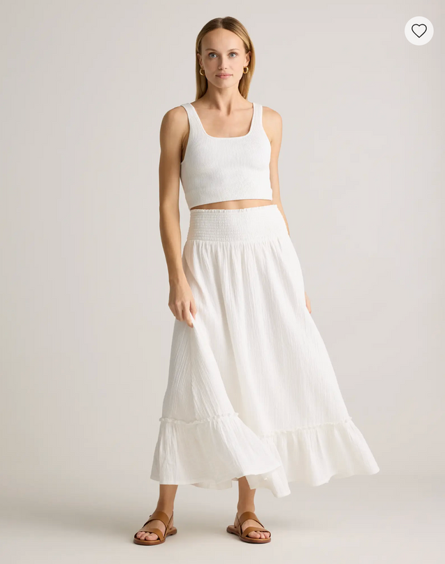 EVORA® Cotton Gauze Smocked Maxi Skirt