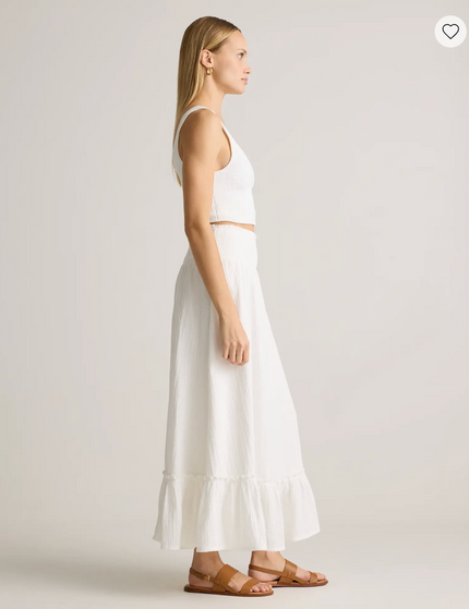 EVORA® Cotton Gauze Smocked Maxi Skirt