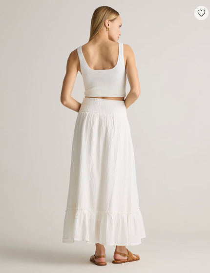 EVORA® Cotton Gauze Smocked Maxi Skirt