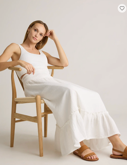 EVORA® Cotton Gauze Smocked Maxi Skirt