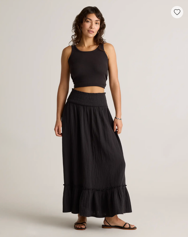 EVORA® Cotton Gauze Smocked Maxi Skirt