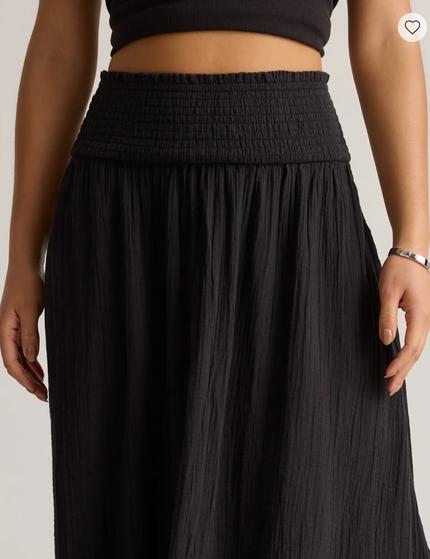EVORA® Cotton Gauze Smocked Maxi Skirt