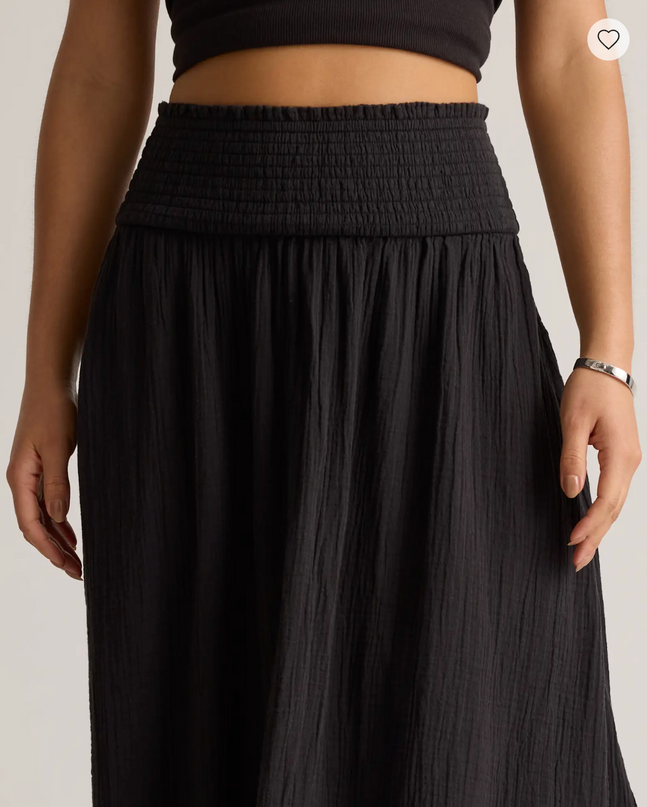 EVORA® Cotton Gauze Smocked Maxi Skirt