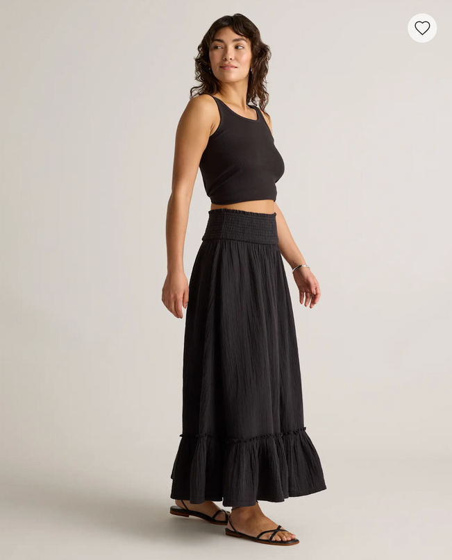 EVORA® Cotton Gauze Smocked Maxi Skirt