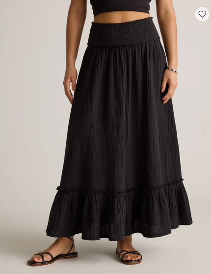 EVORA® Cotton Gauze Smocked Maxi Skirt