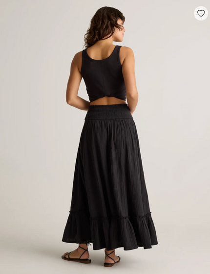 EVORA® Cotton Gauze Smocked Maxi Skirt