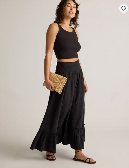 EVORA® Cotton Gauze Smocked Maxi Skirt