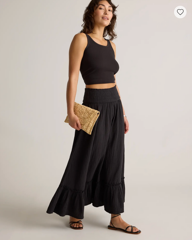 EVORA® Cotton Gauze Smocked Maxi Skirt