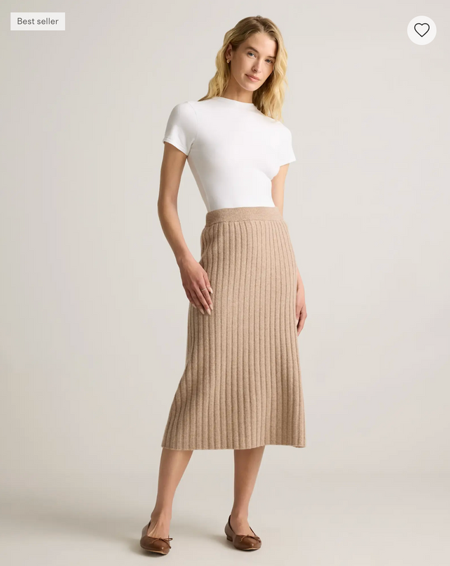 EVORA® Mongolian Cashmere Midi Skirt