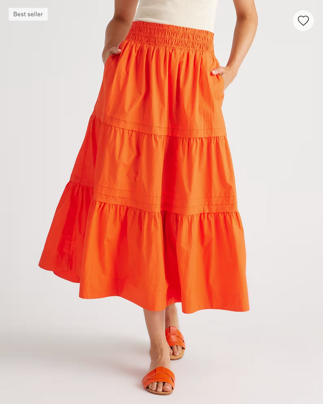 EVORA® Poplin Tiered Maxi Skirt