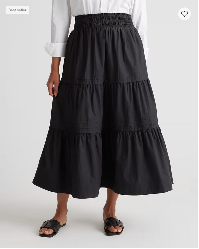 EVORA® Poplin Tiered Maxi Skirt