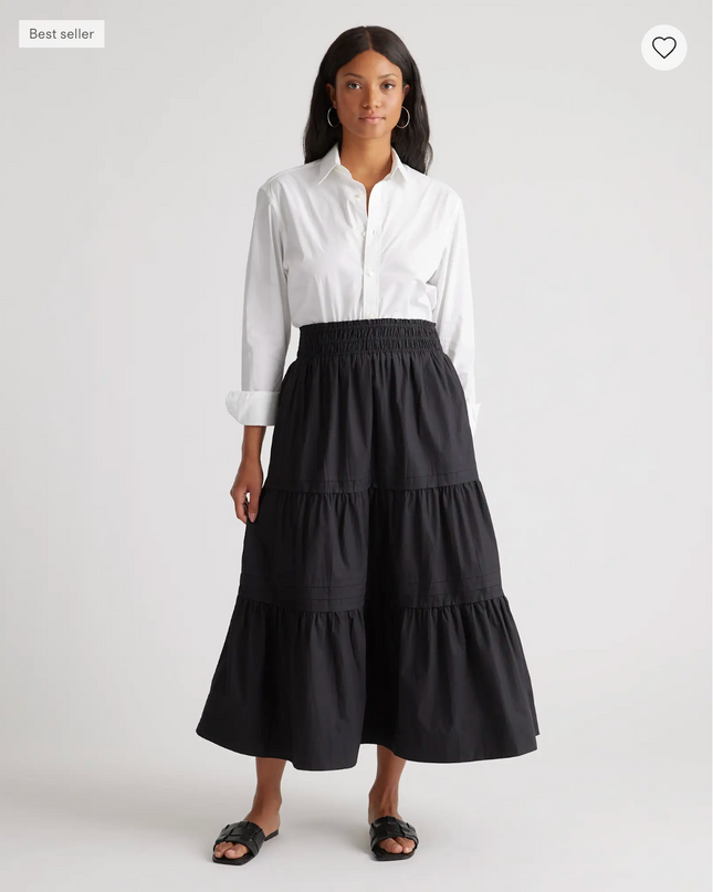 EVORA® Poplin Tiered Maxi Skirt