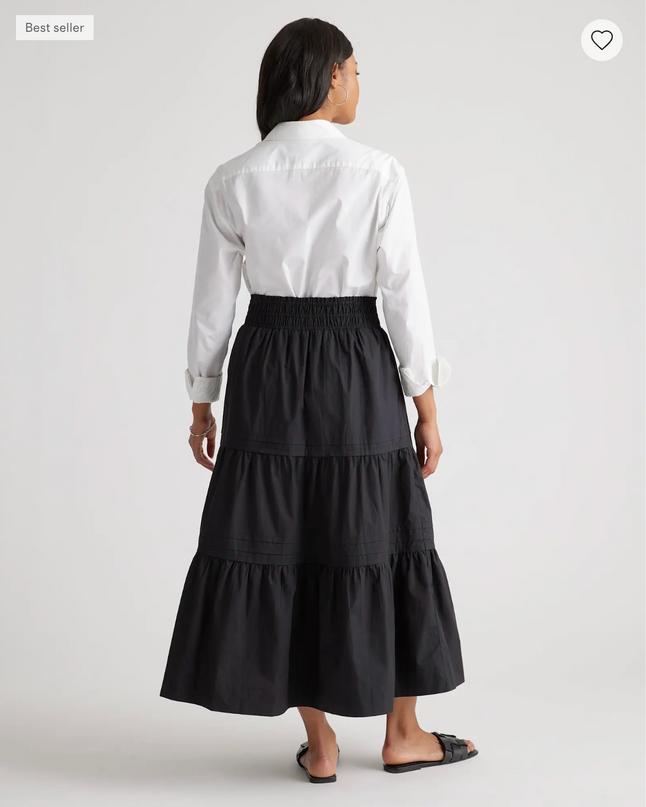 EVORA® Poplin Tiered Maxi Skirt