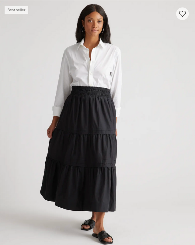 EVORA® Poplin Tiered Maxi Skirt