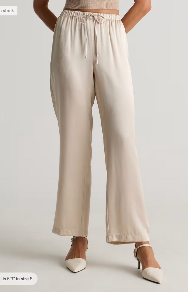 EVORA® Silk Drawstring Wide Leg Pants