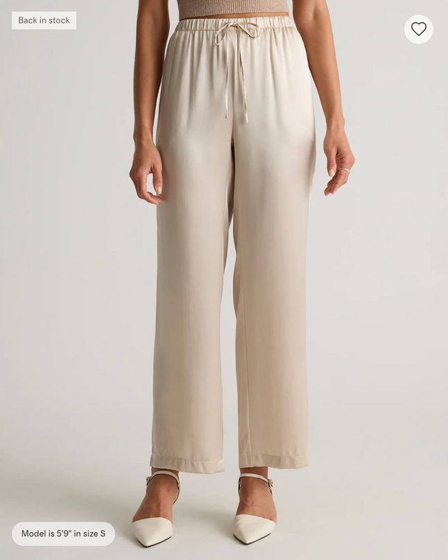 EVORA® Silk Drawstring Wide Leg Pants