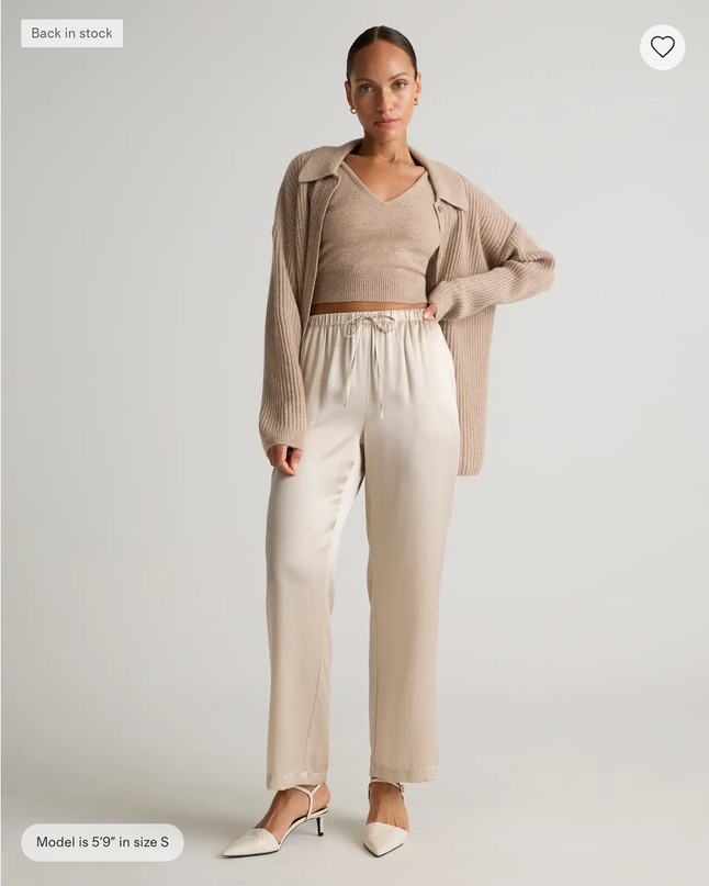 EVORA® Silk Drawstring Wide Leg Pants