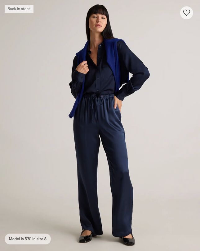 EVORA® Silk Drawstring Wide Leg Pants