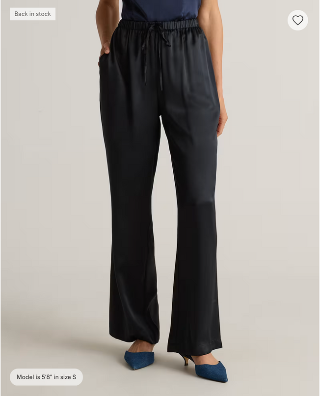 EVORA® Silk Drawstring Wide Leg Pants