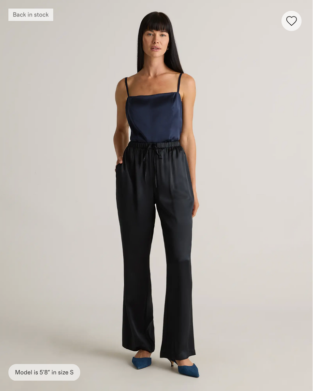 EVORA® Silk Drawstring Wide Leg Pants