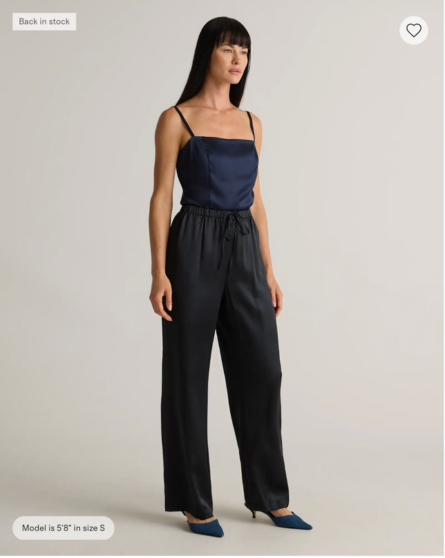 EVORA® Silk Drawstring Wide Leg Pants