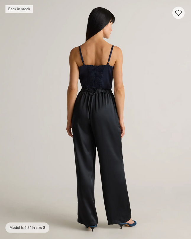 EVORA® Silk Drawstring Wide Leg Pants