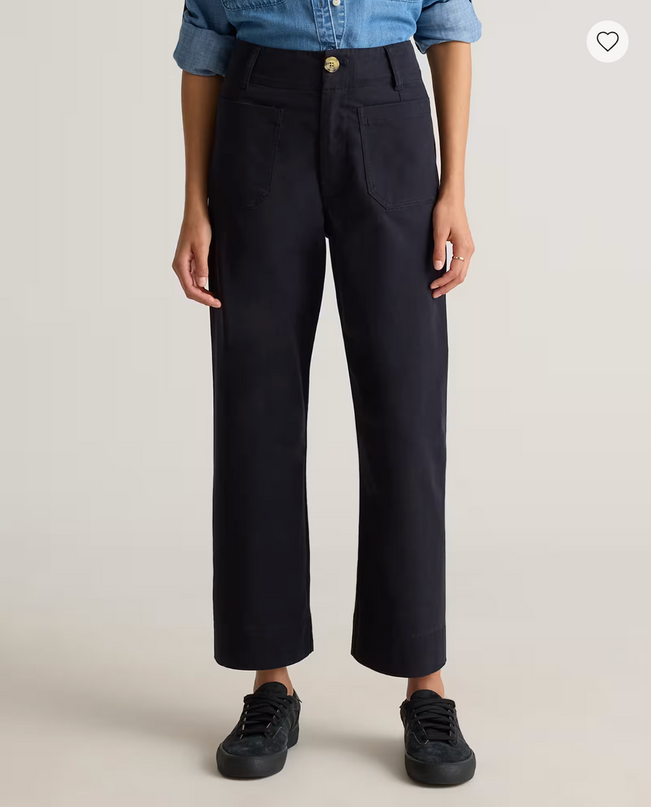 EVORA® Stretch Cotton Chino Cropped Wide Leg Pants