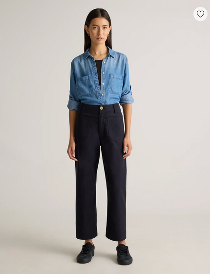 EVORA® Stretch Cotton Chino Cropped Wide Leg Pants