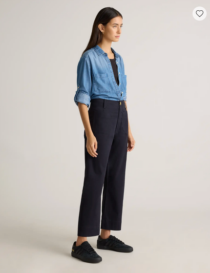 EVORA® Stretch Cotton Chino Cropped Wide Leg Pants