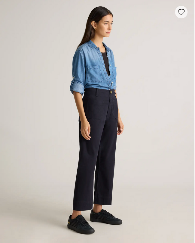 EVORA® Stretch Cotton Chino Cropped Wide Leg Pants