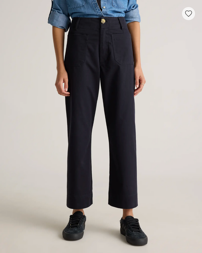 EVORA® Stretch Cotton Chino Cropped Wide Leg Pants