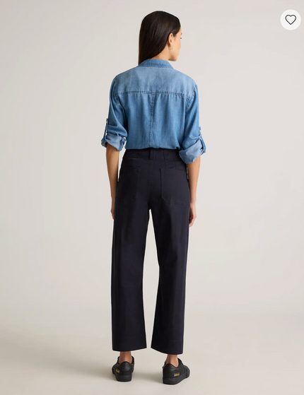 EVORA® Stretch Cotton Chino Cropped Wide Leg Pants