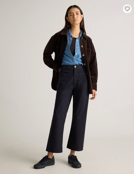 EVORA® Stretch Cotton Chino Cropped Wide Leg Pants