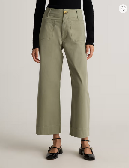 EVORA® Stretch Cotton Chino Cropped Wide Leg Pants
